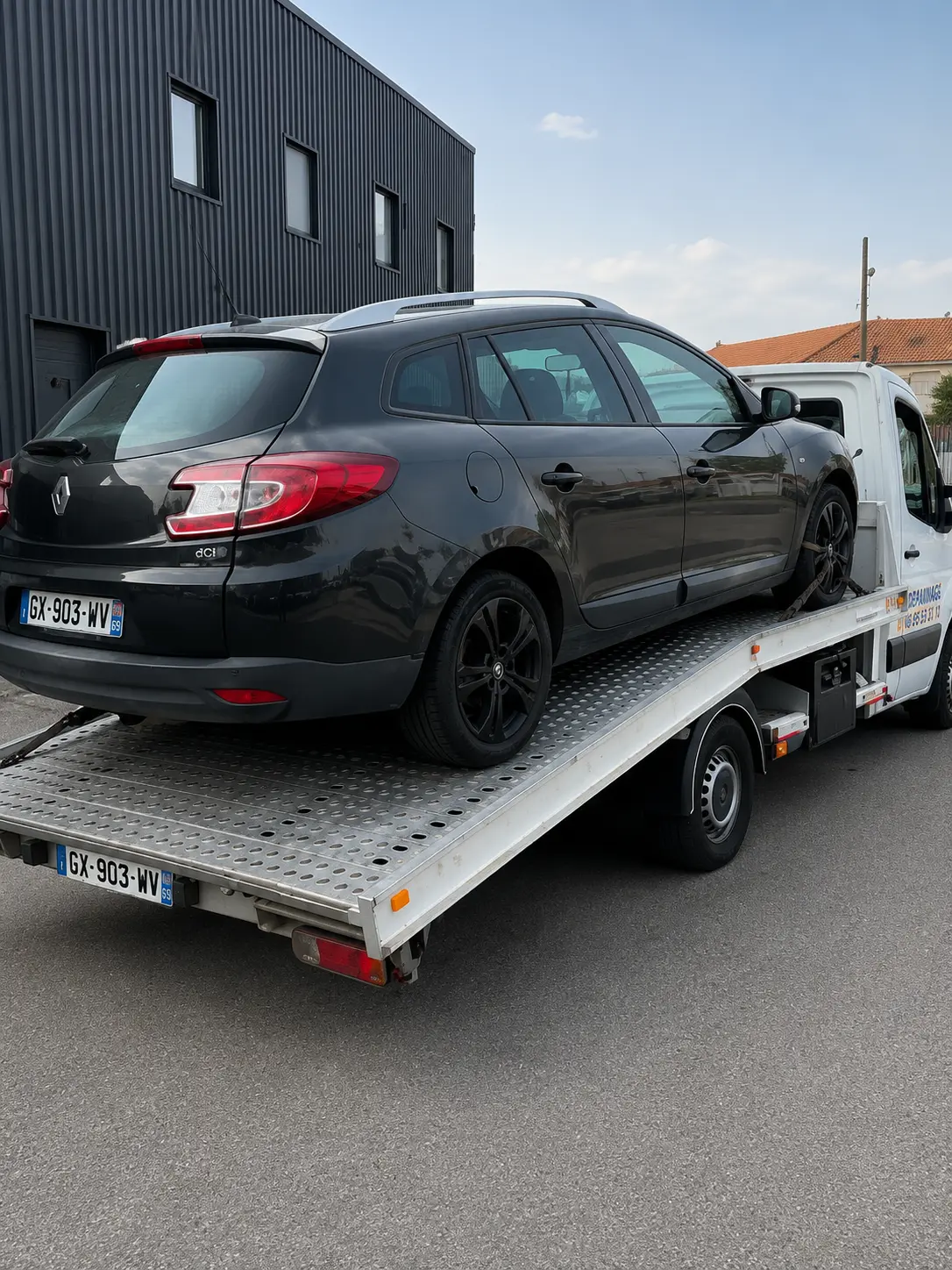 D&eacute;panneuse MB DEPANNAGE lors d'un remorquage automobile